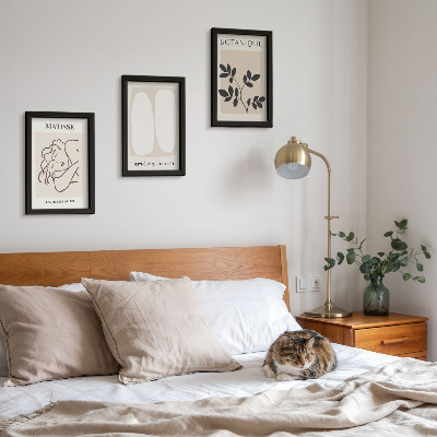 Pakke med billeder og rammer Stilfulde minimalistiske malerier med plantemotiver af Matisse