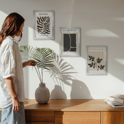 Billedvæg Minimalistiske plakater med plantemønstre og abstrakte motiver