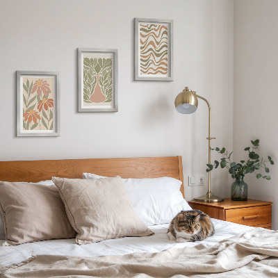Billedvæg Pastelblomsterillustrationer bølget abstraktion