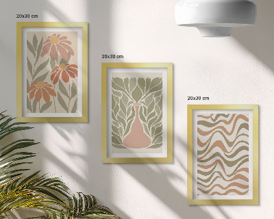 Billedvæg Pastelblomsterillustrationer bølget abstraktion
