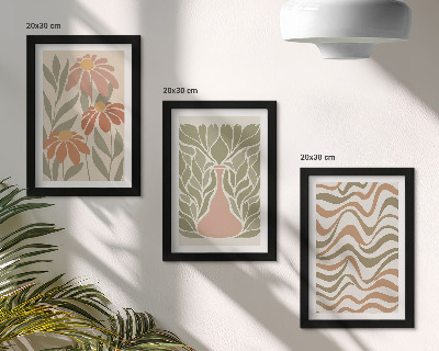 Billedvæg Pastelblomsterillustrationer bølget abstraktion