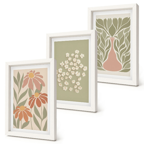Moderne billedsæt Blomstermotiver, minimalistiske mønstre, boho-stil