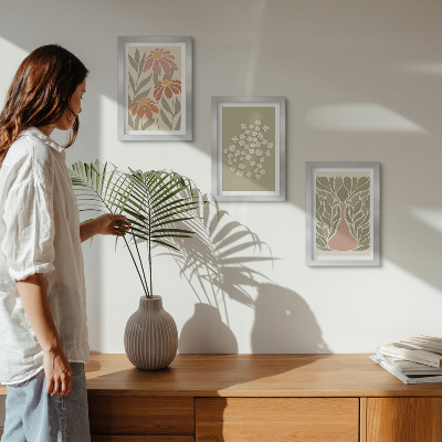 Moderne billedsæt Blomstermotiver, minimalistiske mønstre, boho-stil