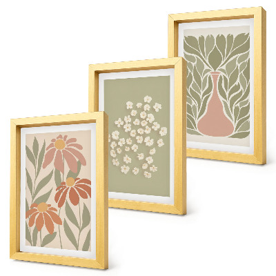 Moderne billedsæt Blomstermotiver, minimalistiske mønstre, boho-stil