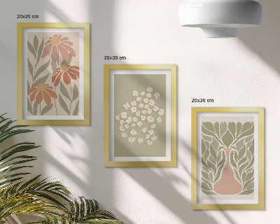 Moderne billedsæt Blomstermotiver, minimalistiske mønstre, boho-stil
