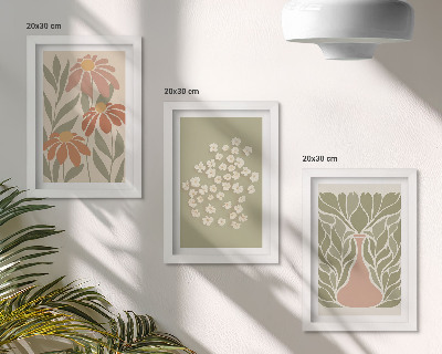 Moderne billedsæt Blomstermotiver, minimalistiske mønstre, boho-stil