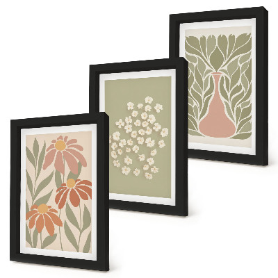 Moderne billedsæt Blomstermotiver, minimalistiske mønstre, boho-stil