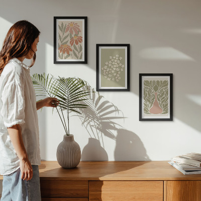 Moderne billedsæt Blomstermotiver, minimalistiske mønstre, boho-stil