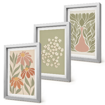 Moderne billedsæt Blomstermotiver, minimalistiske mønstre, boho-stil