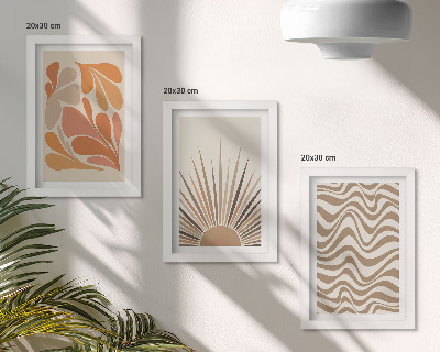 Pakke med billeder og rammer Sol boho pastel abstrakte former