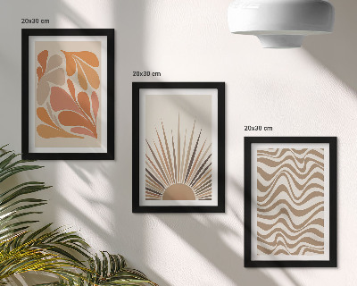 Pakke med billeder og rammer Sol boho pastel abstrakte former