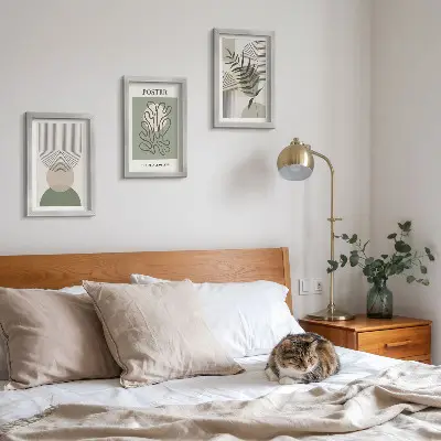 Geometriske abstrakte botaniske mønstre plakat pakke med billeder og rammer