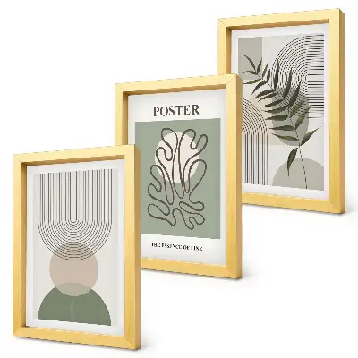 Geometriske abstrakte botaniske mønstre plakat pakke med billeder og rammer