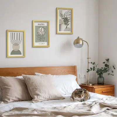 Geometriske abstrakte botaniske mønstre plakat pakke med billeder og rammer