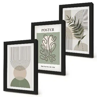 Geometriske abstrakte botaniske mønstre plakat pakke med billeder og rammer