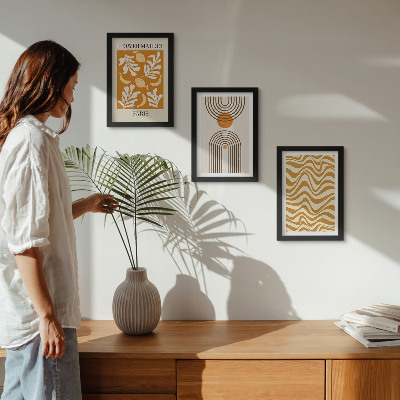 Billedvæg Modeplakater med blomster- og geometriske mønstre