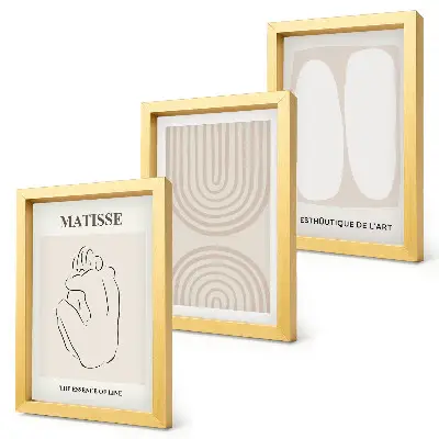 Billedvæg med stilfulde linjer og minimalistiske former i neutrale toner