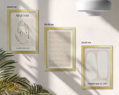 Moderne billedsæt Linjer og former i beige og hvide nuancer