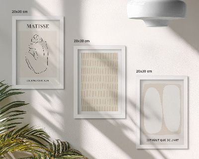 Moderne billedsæt Linjer og former i beige og hvide nuancer