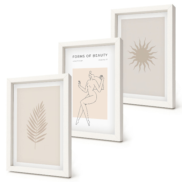 Moderne billedsæt En samling af minimalistiske former og naturlige figurer