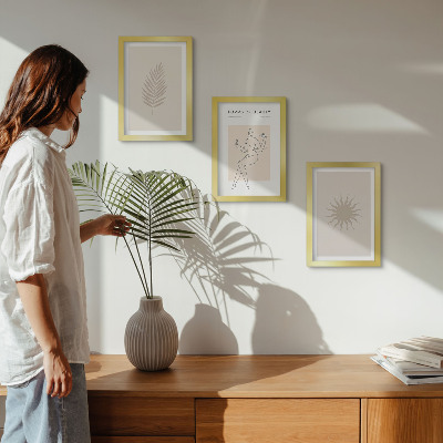 Moderne billedsæt En samling af minimalistiske former og naturlige figurer