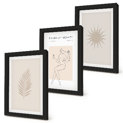 Moderne billedsæt En samling af minimalistiske former og naturlige figurer