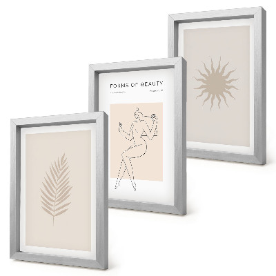 Moderne billedsæt En samling af minimalistiske former og naturlige figurer
