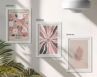 Billed- og rammesæt med blomstermønstre, blade og geometriske former