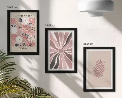 Billed- og rammesæt med blomstermønstre, blade og geometriske former
