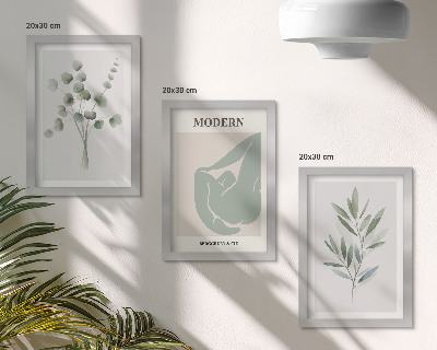 Moderne billedsæt Plantemotiver i sarte grønne nuancer