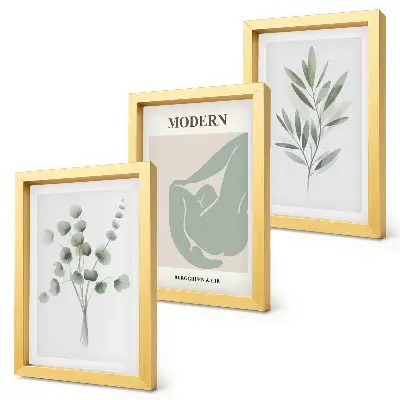 Moderne billedsæt med plantemotiver i sarte grønne nuancer