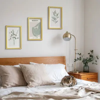 Moderne billedsæt med plantemotiver i sarte grønne nuancer
