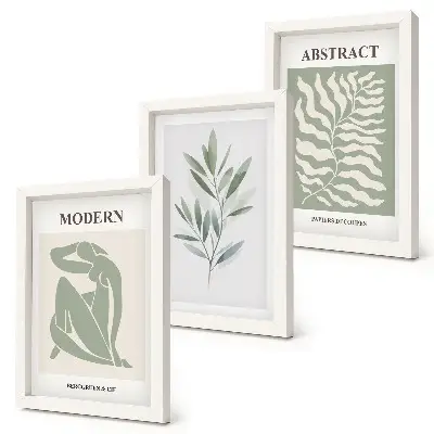 Billed- og rammesæt med Matisse-inspirerede akvarelmotiver af boho-planter