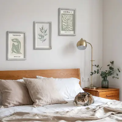 Billed- og rammesæt med Matisse-inspirerede akvarelmotiver af boho-planter