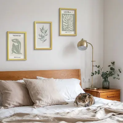Billed- og rammesæt med Matisse-inspirerede akvarelmotiver af boho-planter