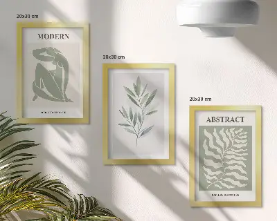 Billed- og rammesæt med Matisse-inspirerede akvarelmotiver af boho-planter
