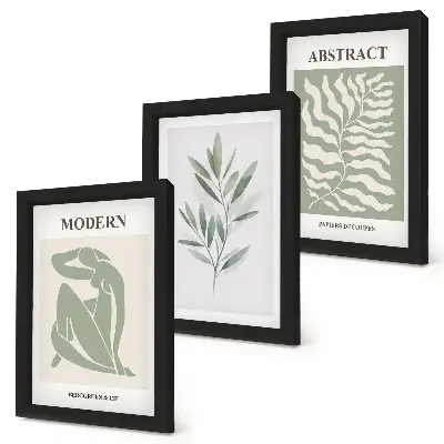 Billed- og rammesæt med Matisse-inspirerede akvarelmotiver af boho-planter