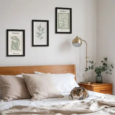 Billed- og rammesæt med Matisse-inspirerede akvarelmotiver af boho-planter