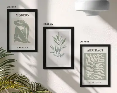 Billed- og rammesæt med Matisse-inspirerede akvarelmotiver af boho-planter