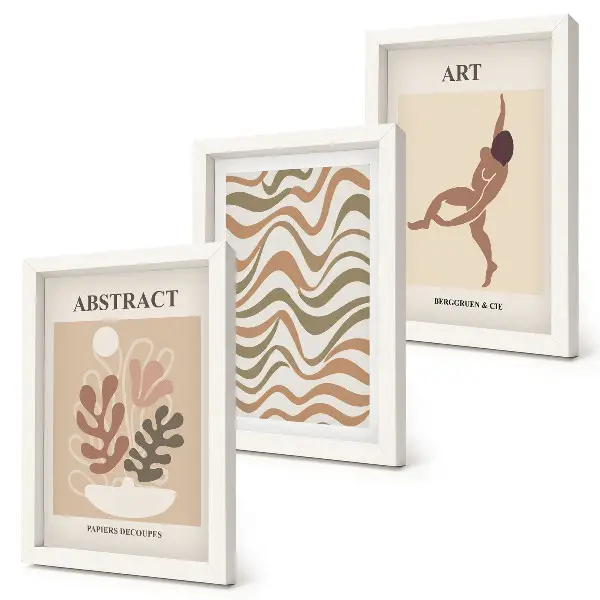Moderne billedsæt med abstrakte Matisse-inspirerede boho-former og mønstre