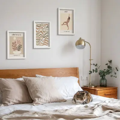 Moderne billedsæt med abstrakte Matisse-inspirerede boho-former og mønstre