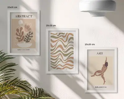 Moderne billedsæt med abstrakte Matisse-inspirerede boho-former og mønstre