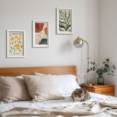 Billedvæg Blomstermotiver med abstrakte former og blade