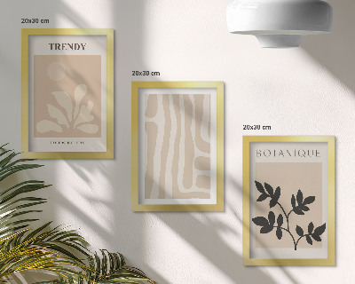 Moderne billedsæt Stilfulde plantemønstre i beige og sorte nuancer