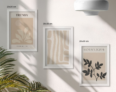Moderne billedsæt Stilfulde plantemønstre i beige og sorte nuancer