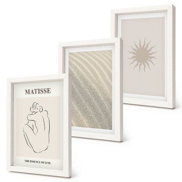 Billedvæg Minimalistiske linjer, sand, bølger og sol