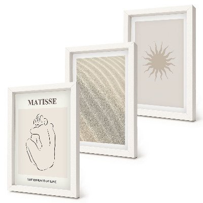 Billedvæg Minimalistiske linjer, sand, bølger og sol