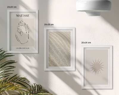 Billedvæg Minimalistiske linjer, sand, bølger og sol