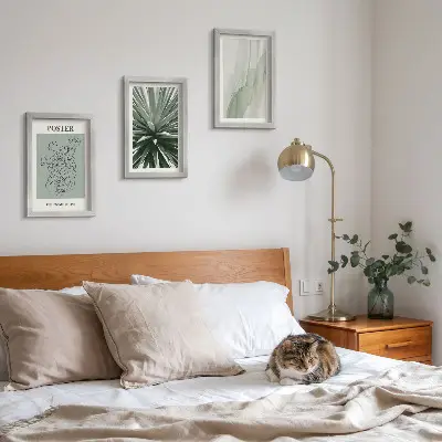 Moderne billedsæt plantemønstre i grønne og beige nuancer