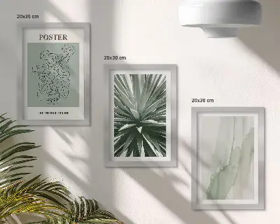 Moderne billedsæt plantemønstre i grønne og beige nuancer